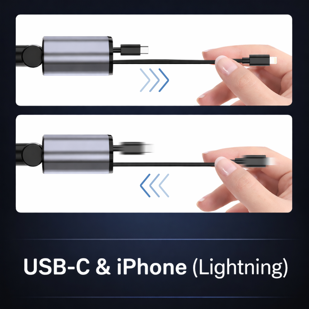 Chargeur Ultra Rapide 4-en-1 rétractable pour Voiture